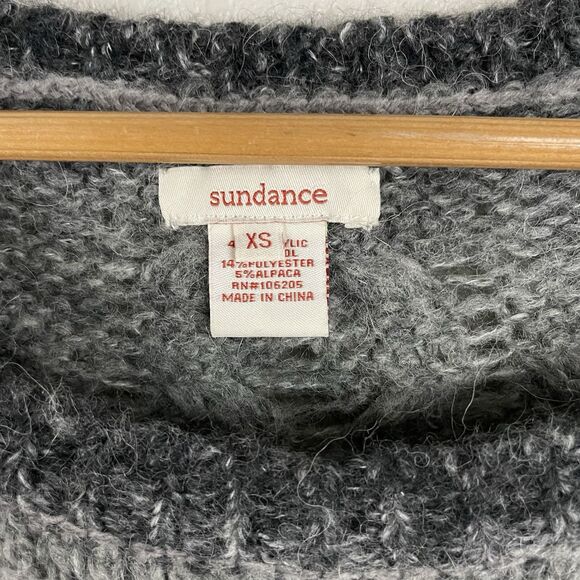 Sundance Womens XS Gray Gradient Stripe Cable Knit Sweater Wool Alpaca Blend - Picture 2 of 4